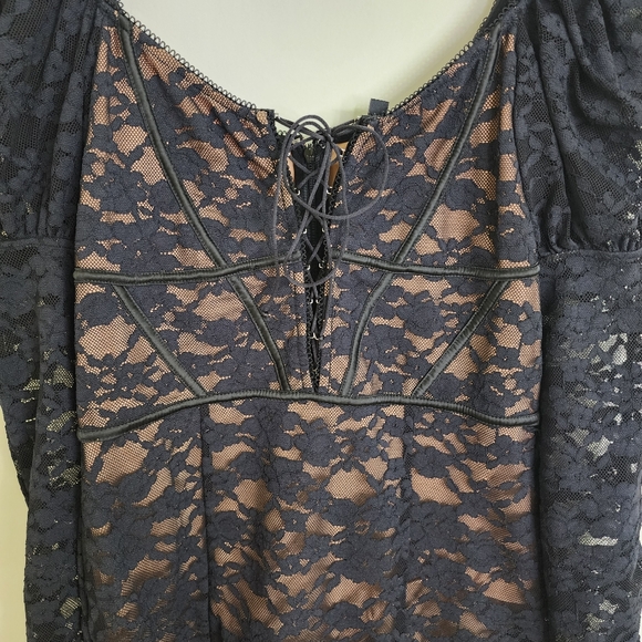 For Love & Lemons Violetta Black Lace Puff Sleeve Cocktail Dress Med Night Out - Picture 8 of 16
